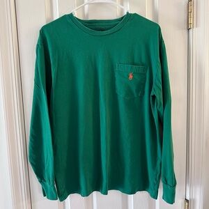 Polo Ralph Lauren Green Pocket Long Sleeve T-Shirt Pony Logo Small